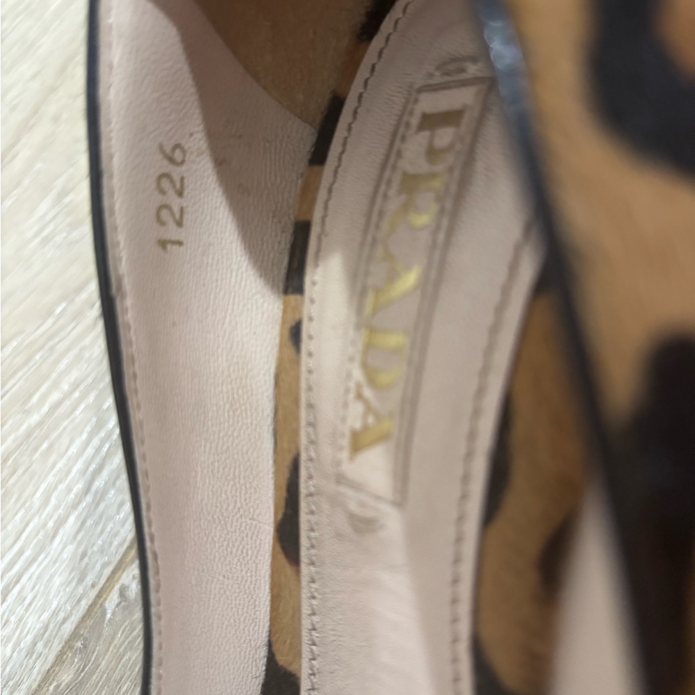 Prada Tan and Black Leopard Print Heels - Picture 7 of 7